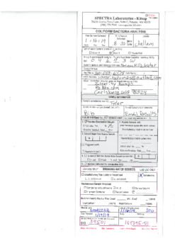 2019 HHWS water sample results